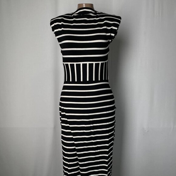 Kourbela Women's Midi Dress – Size M – Black/White – Sea Anchor Fold-Over Skirt - Picture 1 of 10